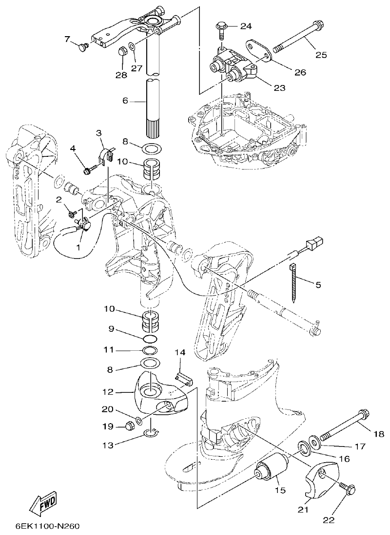 Yamaha F130AET, FL130AET BRACKET 2 parts diagram